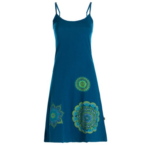 Vishes - Damen Sommer-Kleider Mini-Kleid Jersey-Kleid Spagettiträger-Kleid türkis 40