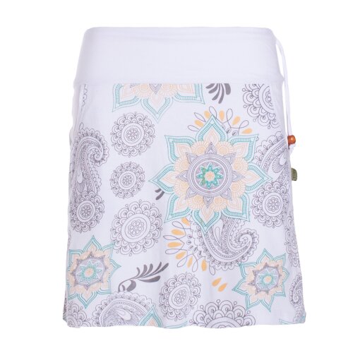 Vishes Damen Mini-Rock Baumwolle Blumen-Muster Drawstring-Bund mit Taschen weiß 36