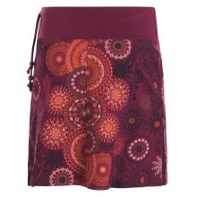 Vishes - Kurzer Damen Baumwoll-Rock Taschen-Rock Mini-Röcke Mandala-Streifen dunkelrot-38