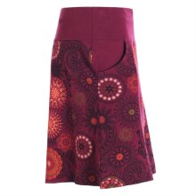 Vishes - Kurzer Damen Baumwoll-Rock Taschen-Rock Mini-Röcke Mandala-Streifen dunkelrot-38