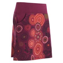 Vishes - Kurzer Damen Baumwoll-Rock Taschen-Rock Mini-Röcke Mandala-Streifen dunkelrot-38