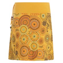 Vishes - Kurzer Damen Baumwoll-Rock Taschen-Rock Mini-Röcke Mandala-Streifen gelb-38