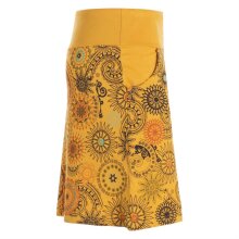 Vishes - Kurzer Damen Baumwoll-Rock Taschen-Rock Mini-Röcke Mandala-Streifen gelb-38