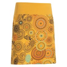 Vishes - Kurzer Damen Baumwoll-Rock Taschen-Rock Mini-Röcke Mandala-Streifen gelb-38