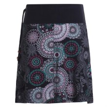 Vishes - Kurzer Damen Baumwoll-Rock Taschen-Rock Mini-Röcke Mandala-Streifen schwarz-38