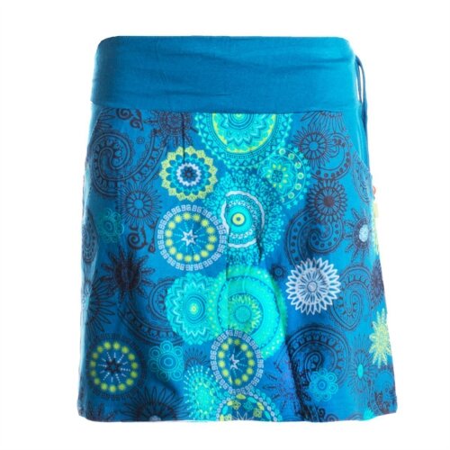 Vishes - Kurzer Damen Baumwoll-Rock Taschen-Rock Mini-Röcke Mandala-Streifen türkis-40-42