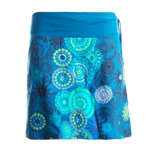 Vishes - Kurzer Damen Baumwoll-Rock Taschen-Rock Mini-Röcke Mandala-Streifen türkis-42