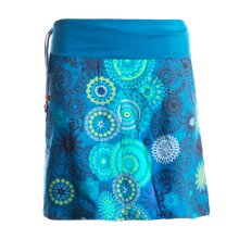 Vishes - Kurzer Damen Baumwoll-Rock Taschen-Rock Mini-Röcke Mandala-Streifen türkis-42