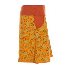 Vishes Damen Mini-Rock Baumwolle Blumen-Muster extra breiter Bund mit Kordel-Zug und Taschen gelb 38