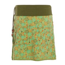 Vishes Damen Mini-Rock Baumwolle Blumen-Muster extra breiter Bund mit Kordel-Zug und Taschen hellgrün 32-34