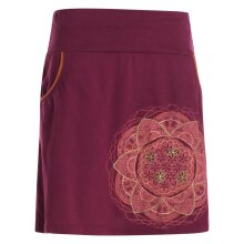 Vishes - Kurzer Damen Baumwoll-Rock Taschen-Rock Mini-Röcke Blume des Lebens dunkelrot 38