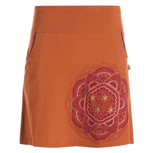 Vishes - Kurzer Damen Baumwoll-Rock Taschen-Rock Mini-Röcke Blume des Lebens orange 42
