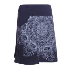 Vishes Damen Mini-Rock Baumwolle Mandala-Muster breiter Bund zum Schnüren mit Taschen schwarz 40