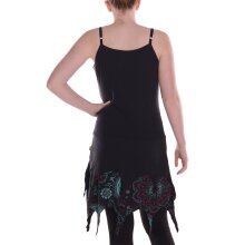 Vishes Damen Kleid Baumwolle Paisley asymmetrisch Spaghetti-Träger schwarz 48