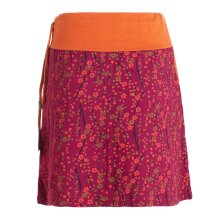 Vishes Damen Mini-Rock Baumwolle Blumen-Muster extra breiter Bund mit Kordel-Zug und Taschen dunkelrot 36