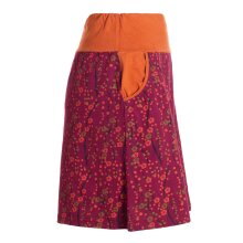 Vishes Damen Mini-Rock Baumwolle Blumen-Muster extra breiter Bund mit Kordel-Zug und Taschen dunkelrot 36