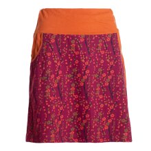 Vishes Damen Mini-Rock Baumwolle Blumen-Muster extra breiter Bund mit Kordel-Zug und Taschen dunkelrot 36