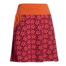 Vishes Damen Mini-Rock Baumwolle Blumen-Muster Bund zum Schnüren mit Taschen dunkelrot 38