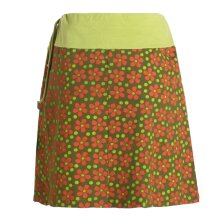 Vishes Damen Mini-Rock Baumwolle Blumen-Muster Bund zum Schnüren mit Taschen olive 38