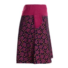 Vishes Damen Mini-Rock Baumwolle Blumen-Muster Bund zum Schnüren mit Taschen schwarz-dunkelrot 42