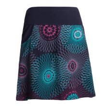 Vishes Damen Mini-Rock Baumwolle Mandala-Muster breiter Bund zum Schnüren mit Taschen schwarz 48