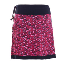 Vishes Damen Mini-Rock Baumwolle Blumen-Muster Drawstring-Bund mit Taschen dunkelrot 36