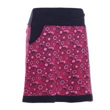 Vishes Damen Mini-Rock Baumwolle Blumen-Muster Drawstring-Bund mit Taschen dunkelrot 36