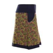 Vishes Damen Mini-Rock Baumwolle Blumen-Muster Drawstring-Bund mit Taschen olive 40