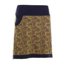Vishes Damen Mini-Rock Baumwolle Blumen-Muster Drawstring-Bund mit Taschen olive 40