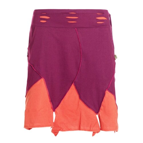 Vishes Damen Mini-Rock Baumwolle Patchwork Design extra breiter Bund mit Kordel-Zug und Taschen