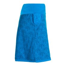 Vishes Damen Mini-Rock Baumwolle Blumen-Muster extra breiter Bund mit Kordel-Zug und Taschen blau 36