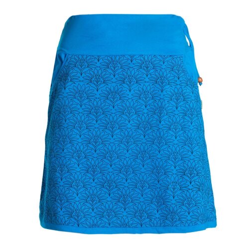 Vishes Damen Mini-Rock Baumwolle Blumen-Muster extra breiter Bund mit Kordel-Zug und Taschen blau 38
