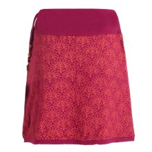 Vishes Damen Mini-Rock Baumwolle Blumen-Muster extra breiter Bund mit Kordel-Zug und Taschen dunkelrot 36