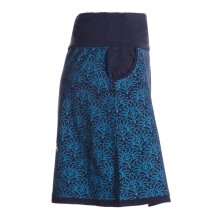 Vishes Damen Mini-Rock Baumwolle Blumen-Muster extra breiter Bund mit Kordel-Zug und Taschen schwarz-türkis 38