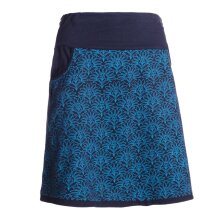 Vishes Damen Mini-Rock Baumwolle Blumen-Muster extra breiter Bund mit Kordel-Zug und Taschen schwarz-türkis 38