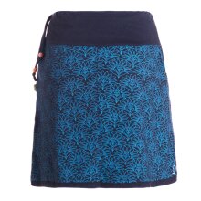 Vishes Damen Mini-Rock Baumwolle Blumen-Muster extra breiter Bund mit Kordel-Zug und Taschen schwarz-türkis 46