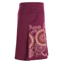 Vishes - Kurzer Damen Baumwoll-Rock Taschen-Rock Mini-Röcke große Mandalas dunkelrot 40-42