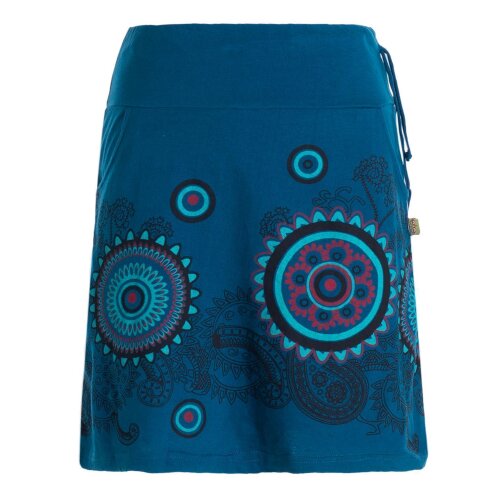 Vishes - Kurzer Damen Baumwoll-Rock Taschen-Rock Mini-Röcke große Mandalas türkis 46