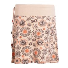Vishes Damen Mini-Rock Baumwolle Mandala-Muster extra breiter Bund mit Kordel-Zug und Taschen beige 36
