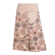 Vishes Damen Mini-Rock Baumwolle Mandala-Muster extra breiter Bund mit Kordel-Zug und Taschen beige 36