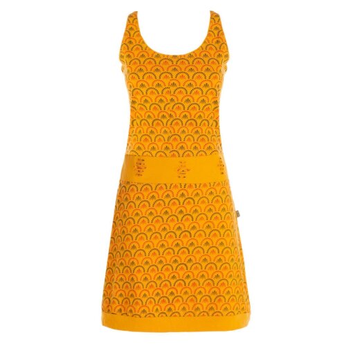 Vishes Sommerkleid Jersey Bedruckt Cutwork Taillenbund Baumwolle gelb 36