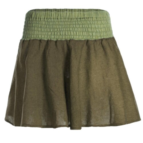 Vishes Damen Mini-Rock Baumwolle Casual elastischer Bund olive 42-46