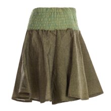 Vishes Damen Mini-Rock Baumwolle Casual elastischer Bund olive 42-46