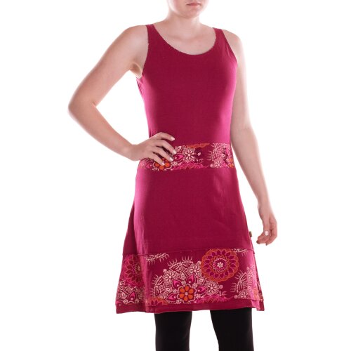 Vishes Damen mittellanges Kleid Baumwolle Geometrisch A-Linie dunkelrot 40