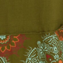 Vishes Damen mittellanges Kleid Baumwolle Geometrisch A-Linie olive 40