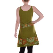 Vishes Damen mittellanges Kleid Baumwolle Geometrisch A-Linie olive 40