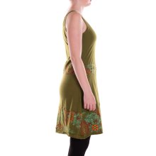 Vishes Damen mittellanges Kleid Baumwolle Geometrisch A-Linie olive 40