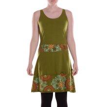 Vishes Damen mittellanges Kleid Baumwolle Geometrisch A-Linie olive 40