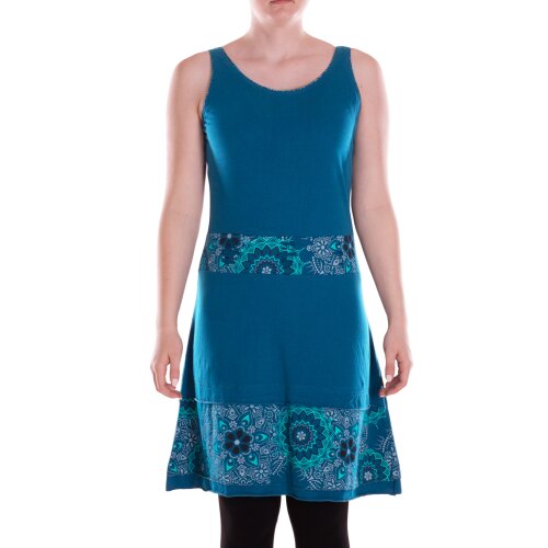 Vishes Damen mittellanges Kleid Baumwolle Geometrisch A-Linie türkis 48-50