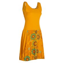 Vishes Damen Kleid Baumwolle geblümt Ballonkleid ärmellos gelb 40